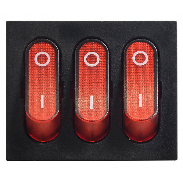 Переключатель Аско-Укрем KCD2-3101N R/B (0-I) с подсветкой 3-х клавишный красный (A0140040120) - фото №1