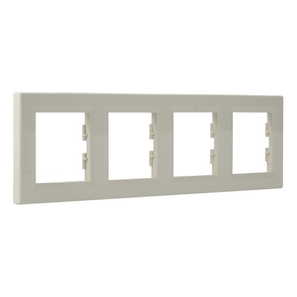 Рамка 4-местная горизонтальная кремовая Asfora, EPH5800423 - фото №1