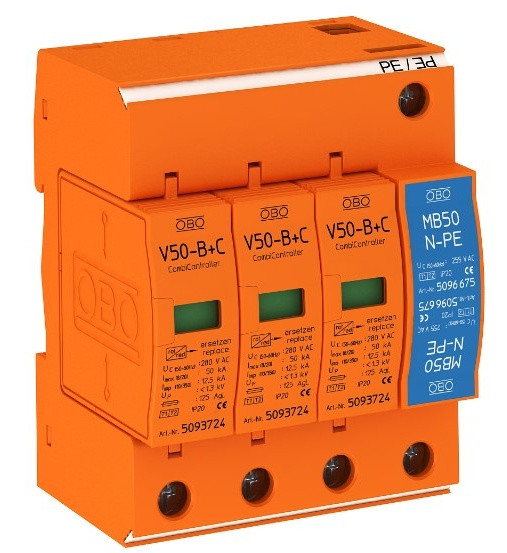 Ограничитель перенапряжений OBO Bettermann (5093654) Тип I+II V50-B+C 3+NPE