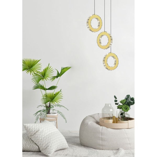 Підвісний світильник, люстра Zuma Line MD3713-1-3GT Girona Led 1x10W 3000K 1100Lm IP20 Золотий - фото №1