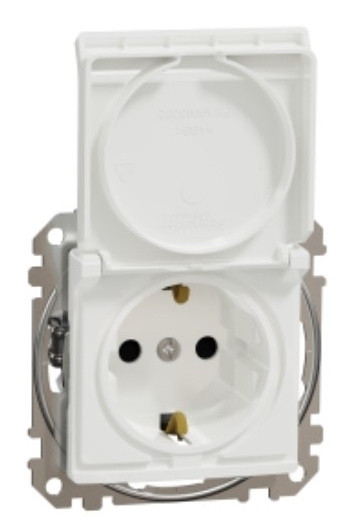 Розетка Schneider Electric Sedna Design & Elementsс заземлением шторками и крышкой белая SDD111024