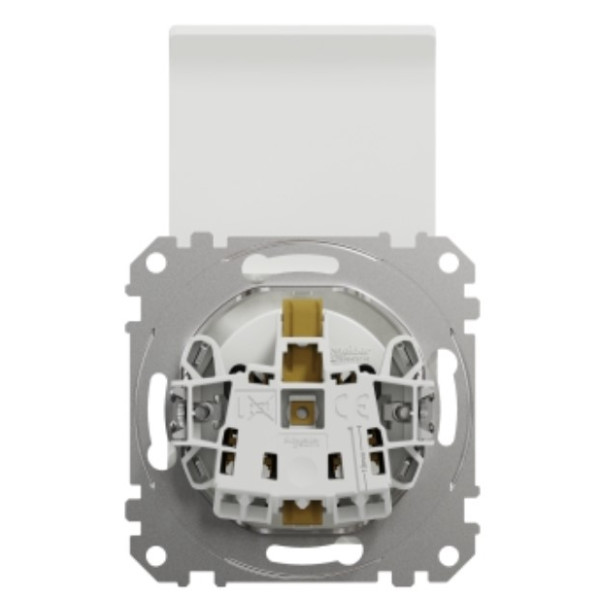 Розетка Schneider Electric Sedna Design & Elementsс заземлением шторками и крышкой белая SDD111024 - фото №2