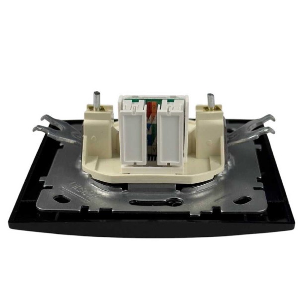 Розетка Nilson Touran чорна мат комп'ютерна 2-на CAT5e RJ45 ( 24381044 ) - фото №2