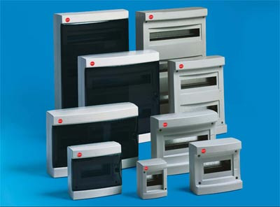 Щит настінний DKC Ram Base на 8 модулів з дверцятами RAL7035 - фото №1