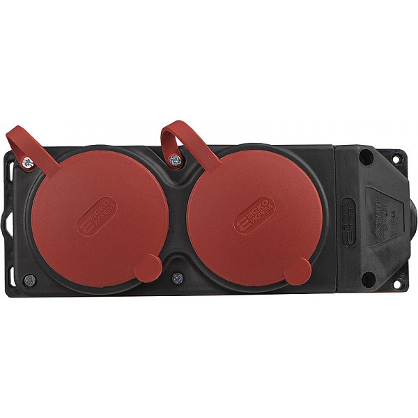 Каучуковая колодка Аско-Укрем 3Р+РЕ 2×25А 2-х местная с крышкой (A0250010012) - фото №3