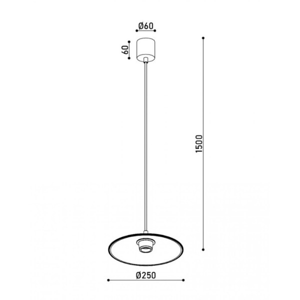 Підвісний світильник, люстра Kloodi PE-ALBA250 LED 1x7W 3000K 560Lm IP20 Чорний - фото №3