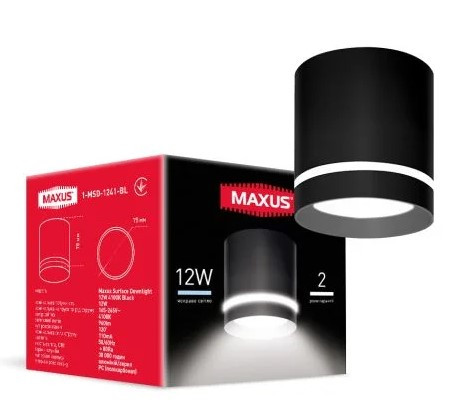 Світильник Maxus Surface Downlight 12Вт 4100K Black (1-MSD-1241-BL) - фото №2