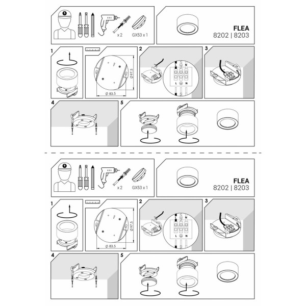 Точечный светильник Nowodvorski 8202 Flea GX53 1x12W IP20 Белый - фото №4