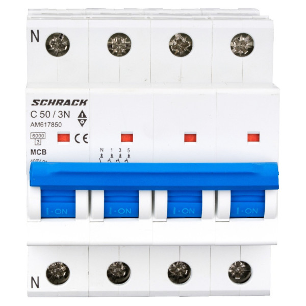 Автоматичний вимикач Schrack AM617850 6кА 50А 3P+N C - фото №1