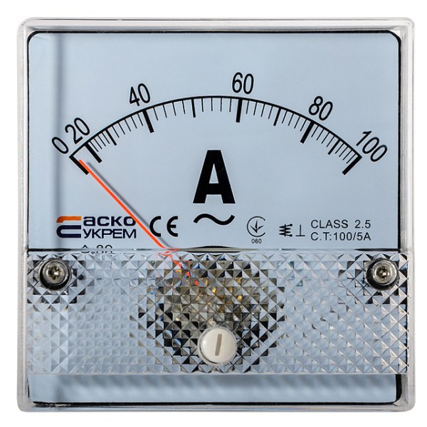 Амперметр трансформаторного включення Аско-Укрем 100/5А АС 80х80мм (А-80) (A0190010050)