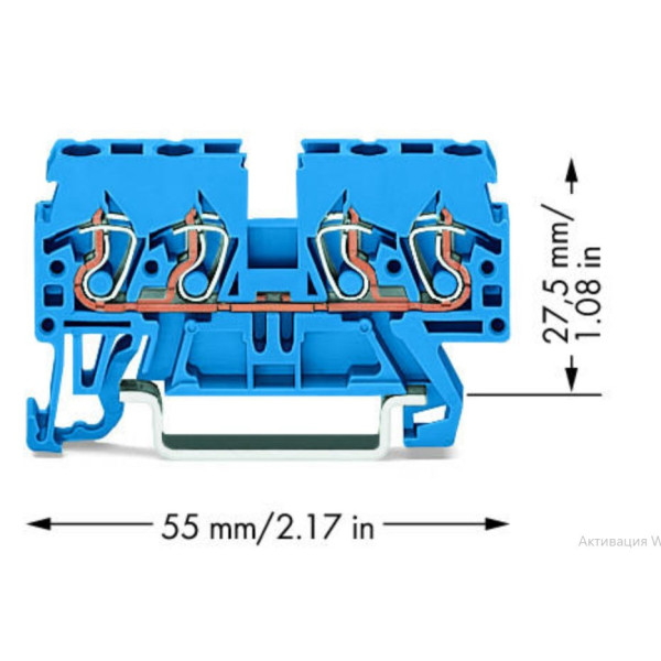 Компакт клемма Wago 870-834 TS35 (синяя) - фото №1
