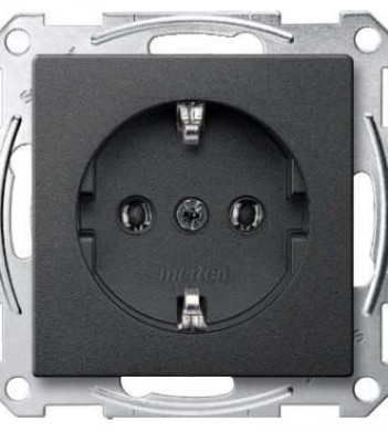 Механізм розетки SCHUKO з центр.платою антрацит 16А Merten, MTN2301-0414