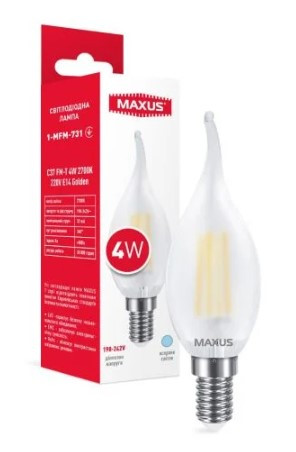 Филаментная светодиодная лампа Maxus C37 FM-T 220Вт E14 Frosted (1-MFM-732) - фото №1