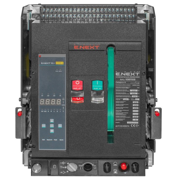 Повітряний автоматичний вимикач E.Next e.industrial.acb.2000D.1000 400В 3Р з мотор-приводом та РН (i081125) - фото №1