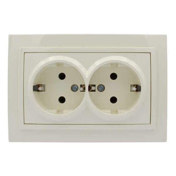 Розетка ELBI ZENA кремовая 2-я с заземлением ( 500-010300-907 )