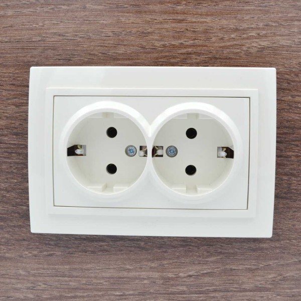 Розетка ELBI ZENA кремовая 2-я с заземлением ( 500-010300-907 ) - фото №5