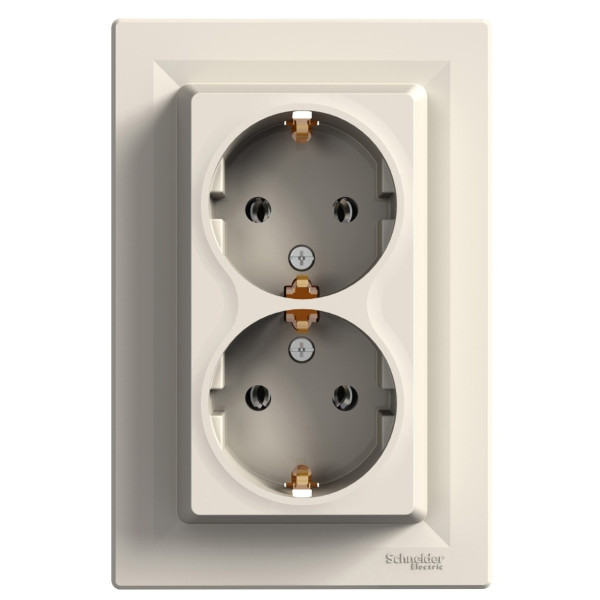 Розетка двойная кремовая Asfora, EPH9900123