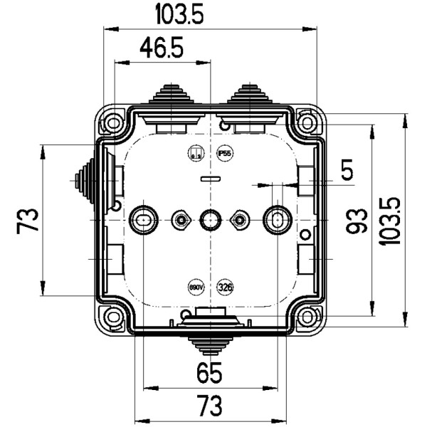 Наружная расключительная коробка Spelsberg HP 100 (113х113х58) (sp32690001) IP55 - фото №6