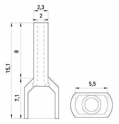 Ізольований наконечник E.Next e.terminal.stand.te.2.1.white 2x1 кв.мм білий (s4037003) - фото №1