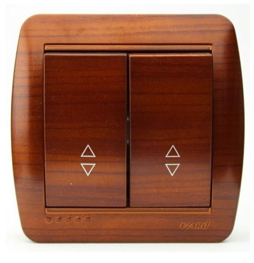 Выключатель 2-клавишный проходной махагон Demet, Lezard