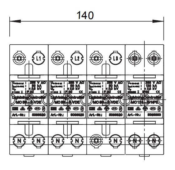Ограничитель перенапряжений OBO Bettermann (5096879) MCD 50-B 3+1 - фото №2