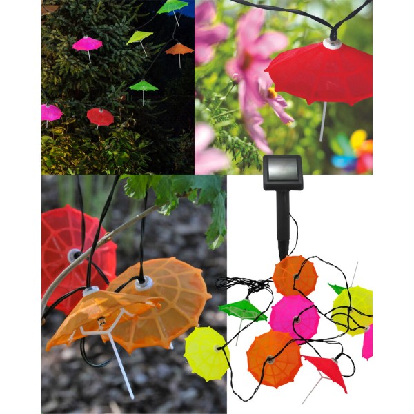Гирлянда на солнечной батарее Goldlux 311559 Parasolki LED 6500K IP44 разноцветная - фото №2