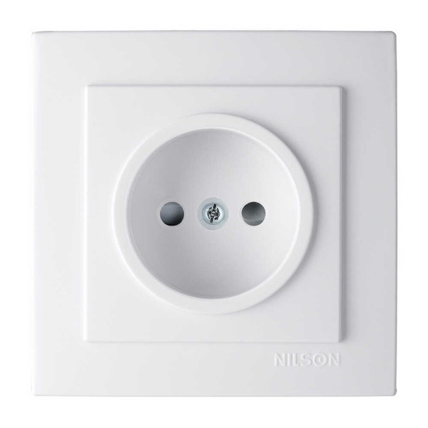 Розетка Nilson Touran белая 1-я без заземления со шторкой ( 24111016 )