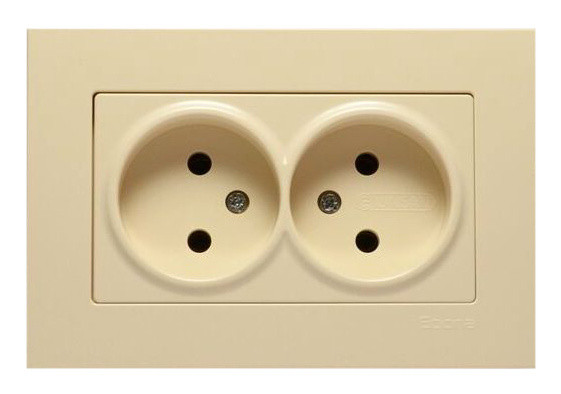 Розетка без з/к двойная Gunsan Eqona крем