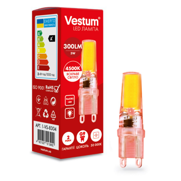 Світлодіодна лампа Vestum 1-VS-8304 G9 3Вт 4500K - фото №1