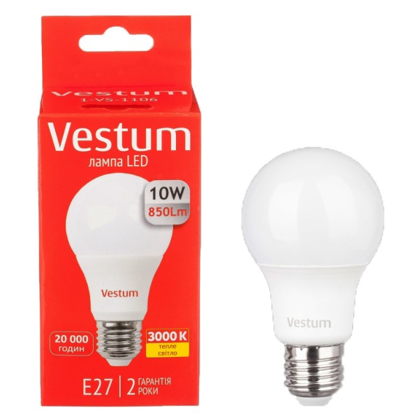 Лампа LED Vestum 10Вт 3000K E27 - фото №1