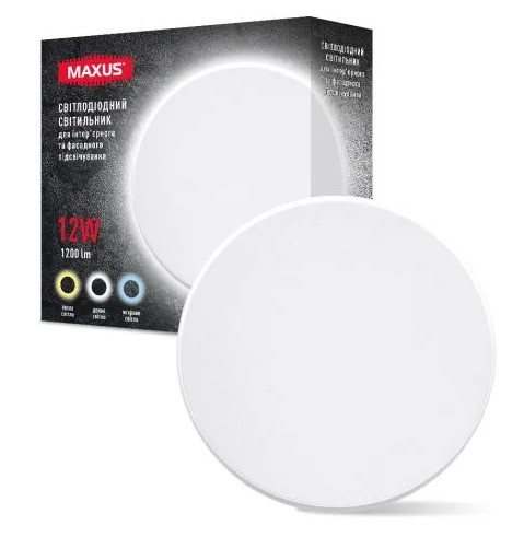 Накладний світильник Maxus MWL 12Вт 3000/4100/6500К IP65 WH Circle (1-MWL-12W-WHC) - фото №4