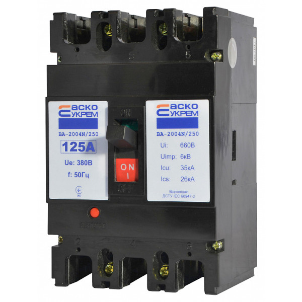 Силовий автоматичний вимикач Аско-Укрем ВА-2004N/250 3р 125А (A0010040081) - фото №2