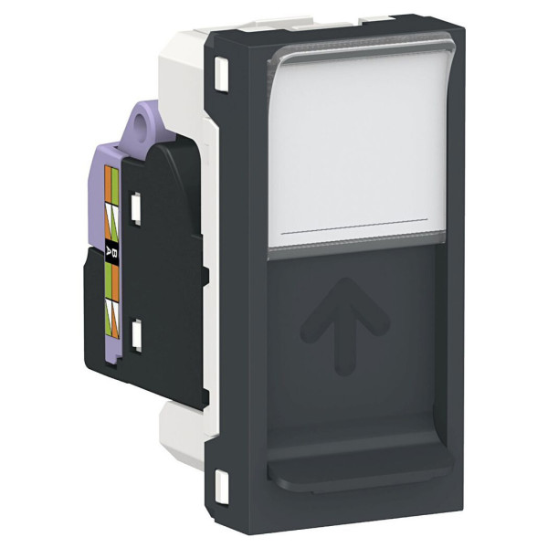 Одинарна комп'ютерна розетка Schneider Electric NU341454 RJ45 cat.6 UTP з полем для напису 1М (антрацит)