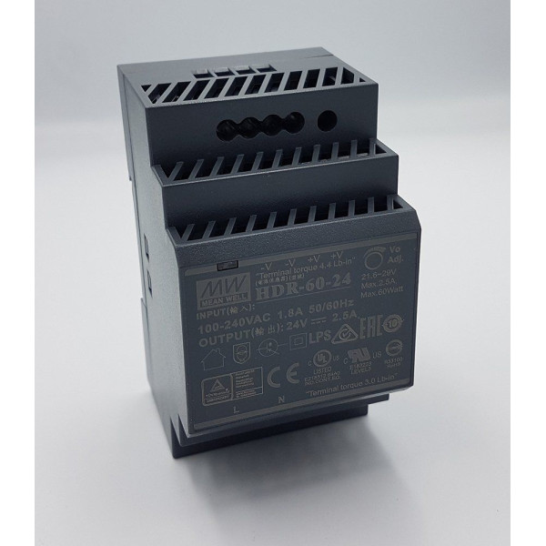 Блок питания Mean Well на DIN-рейку 60W DC24V (HDR-60-24) - фото №1