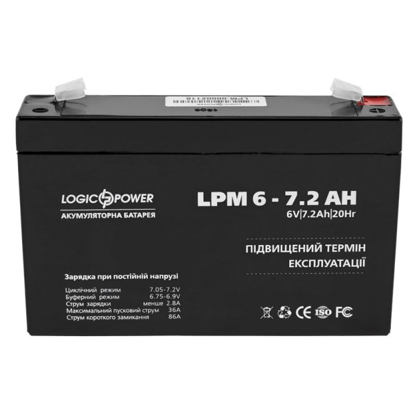 Акумулятор AGM LPM 6-7.2 AH - фото №1