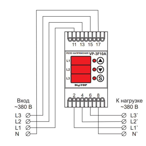 Реле контролю фаз DigiTOP VP-3F10A 10A - фото №5