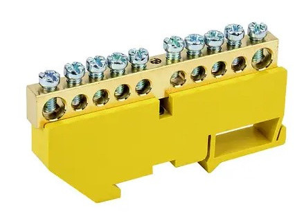 Ізольована шина TNSy «N/PE» ШЛІ8х12-10 на DIN-рейку жовта (TNSy5503135)