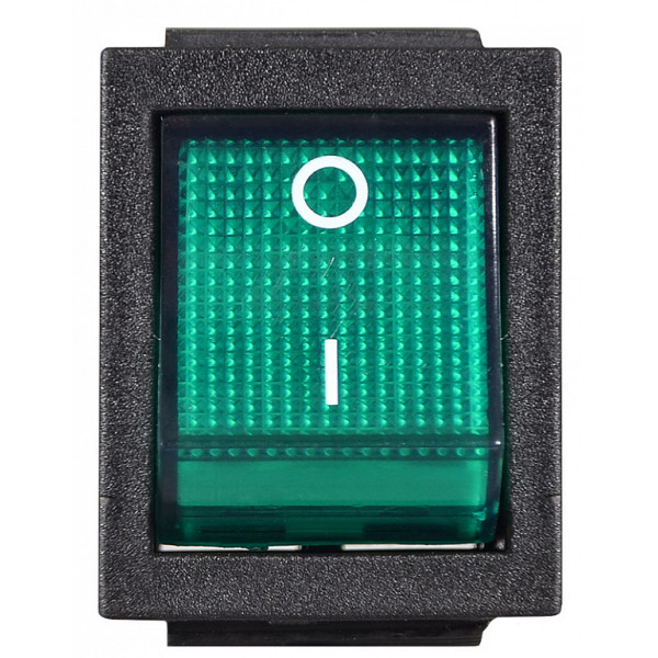 Переключатель Аско-Укрем KCD2-201N GR/B (0-I) с подсветкой зеленый (A0140040102) - фото №1