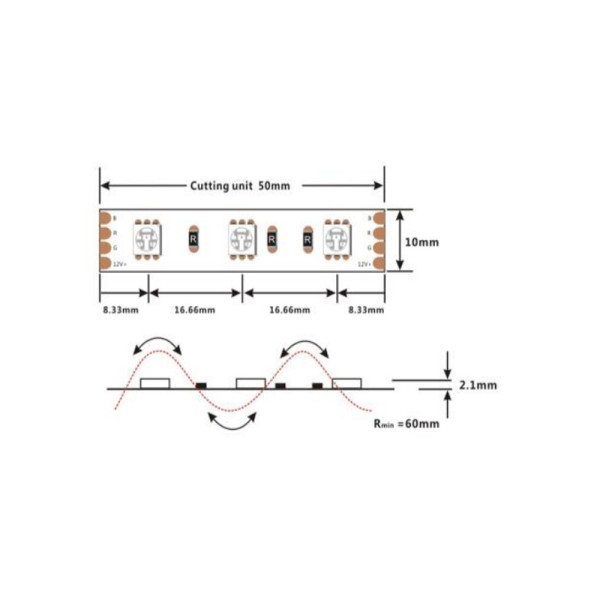 Светодиодная лента D8120-12V-8mm-WW 8W 5m LED 3000K 849Lm IP67 - фото №3