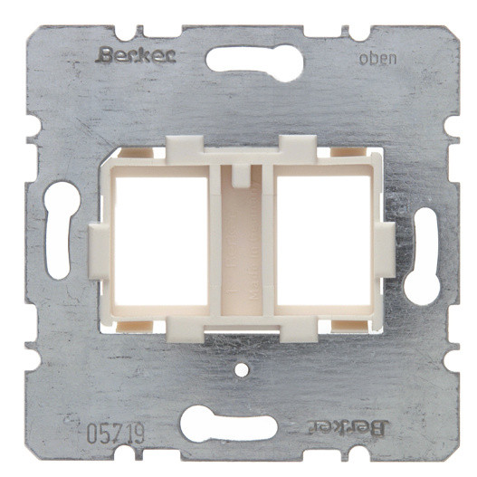 Опорная пластина для модульных разъемов, с белой вставкой, 2-местная (механизм) Berker