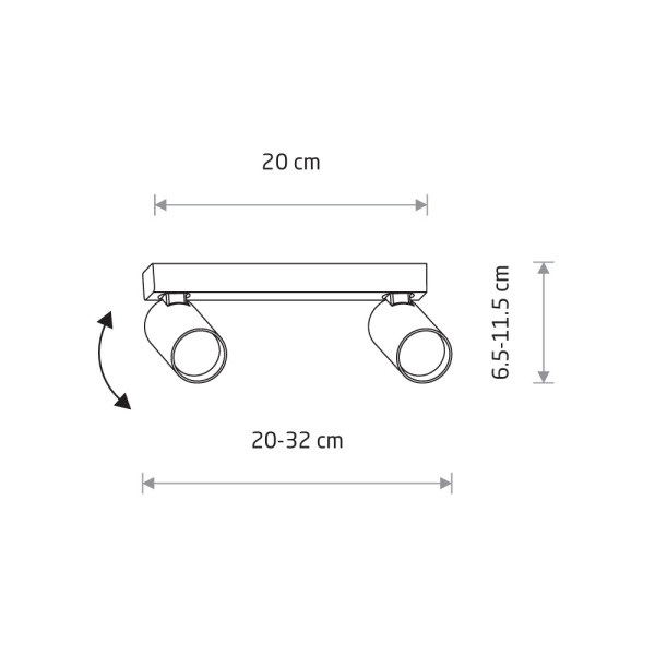 Світильник поворотний, спот Nowodvorski 10737 Fourty II GU10 2x10W IP20 чорний - фото №3